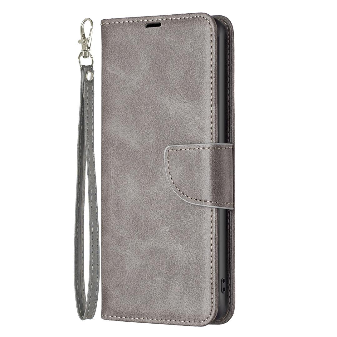 For Sony Xperia 1 VIII Lambskin Texture Pure Color Flip Leather Phone Case - Grey - EDA009736001E