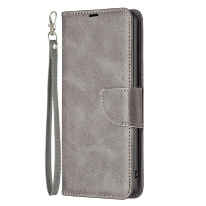 For Sony Xperia 1 VIII Lambskin Texture Pure Color Flip Leather Phone Case - Grey - EDA009736001E