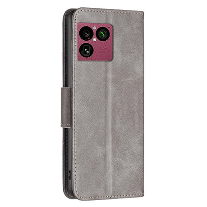 For Sony Xperia 1 VIII Lambskin Texture Pure Color Flip Leather Phone Case - Grey - EDA009736001E