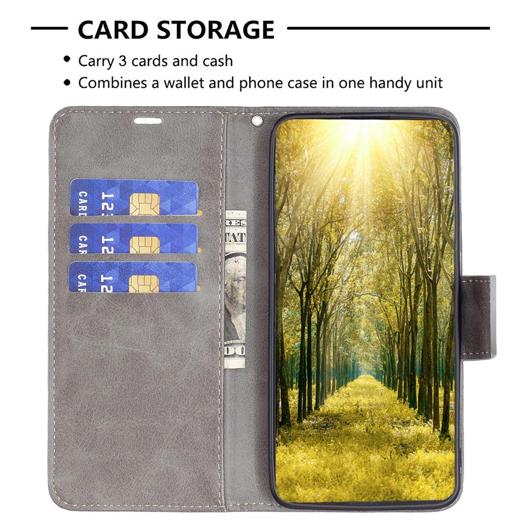 For Sony Xperia 1 VIII Lambskin Texture Pure Color Flip Leather Phone Case - Grey - EDA009736001E
