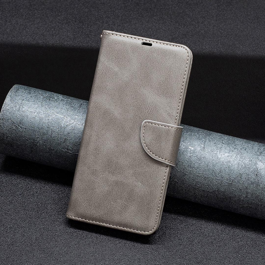 For Sony Xperia 1 VIII Lambskin Texture Pure Color Flip Leather Phone Case - Grey - EDA009736001E