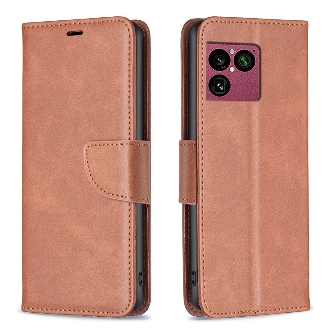 For Sony Xperia 1 VIII Lambskin Texture Pure Color Flip Leather Phone Case - Brown - EDA009736001F