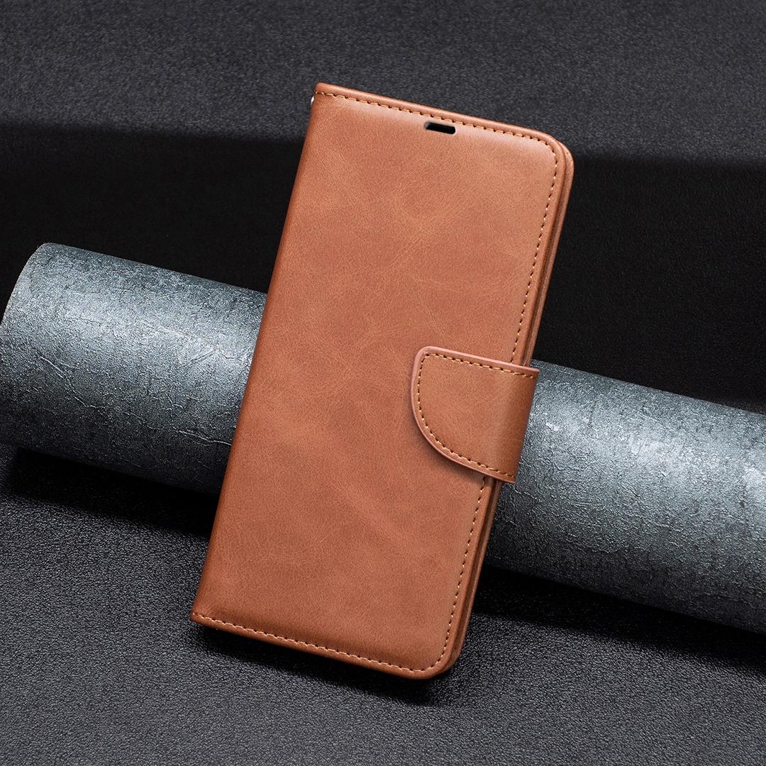 For Sony Xperia 1 VIII Lambskin Texture Pure Color Flip Leather Phone Case - Brown - EDA009736001F