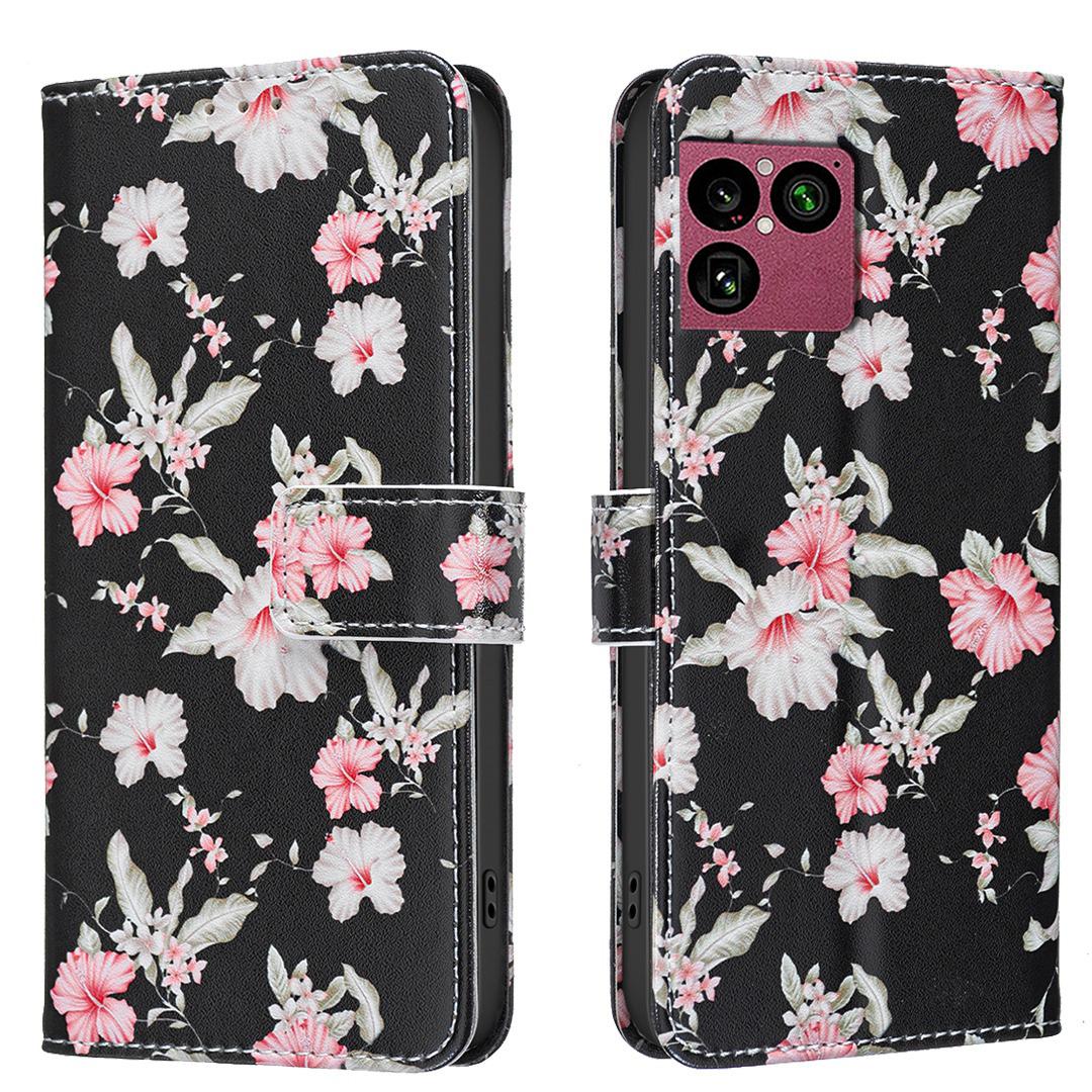 For Sony Xperia 1 VIII BF42 Color Painting Leather Phone Case - Red Flower - EDA009736201B