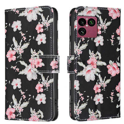 For Sony Xperia 1 VIII BF42 Color Painting Leather Phone Case - Red Flower - EDA009736201B