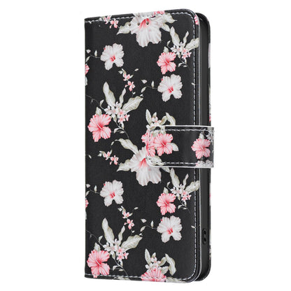 For Sony Xperia 1 VIII BF42 Color Painting Leather Phone Case - Red Flower - EDA009736201B