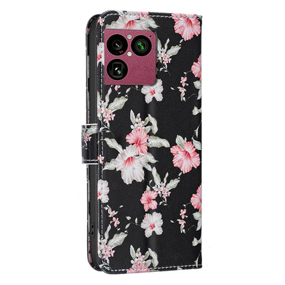 For Sony Xperia 1 VIII BF42 Color Painting Leather Phone Case - Red Flower - EDA009736201B