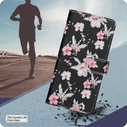 For Sony Xperia 1 VIII BF42 Color Painting Leather Phone Case - Red Flower - EDA009736201B