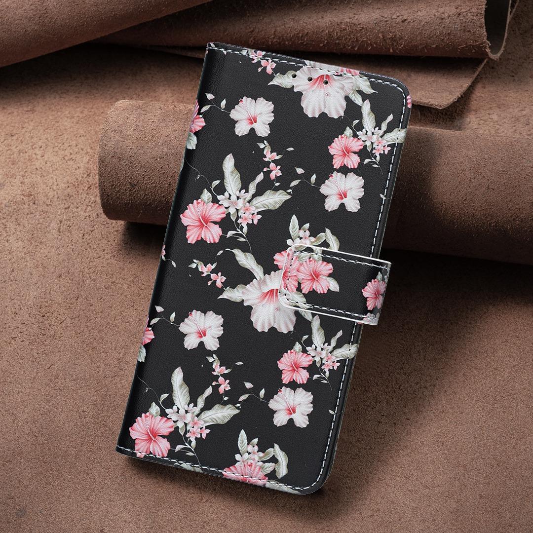 For Sony Xperia 1 VIII BF42 Color Painting Leather Phone Case - Red Flower - EDA009736201B