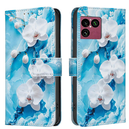 For Sony Xperia 1 VIII BF42 Color Painting Leather Phone Case - Blue Flower - EDA009736201C