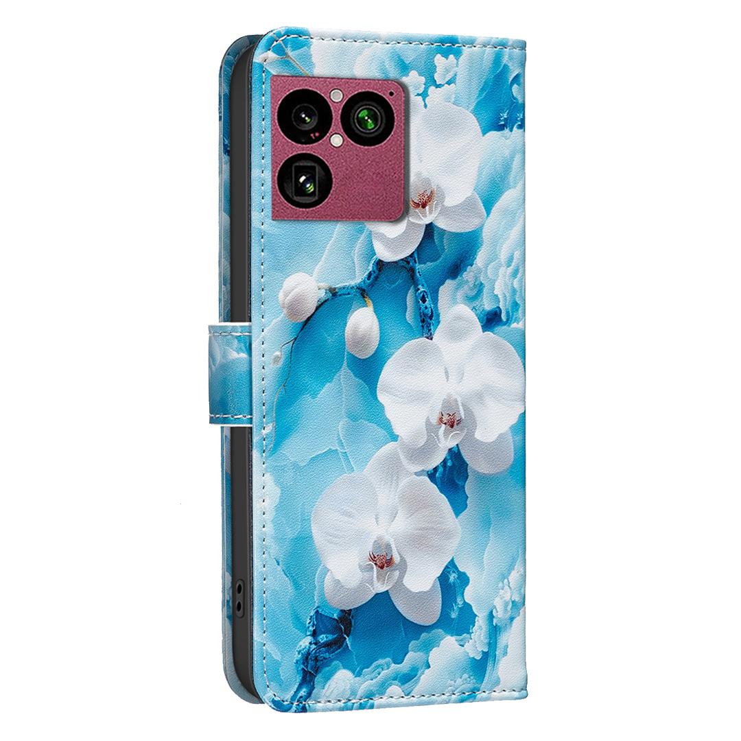 For Sony Xperia 1 VIII BF42 Color Painting Leather Phone Case - Blue Flower - EDA009736201C