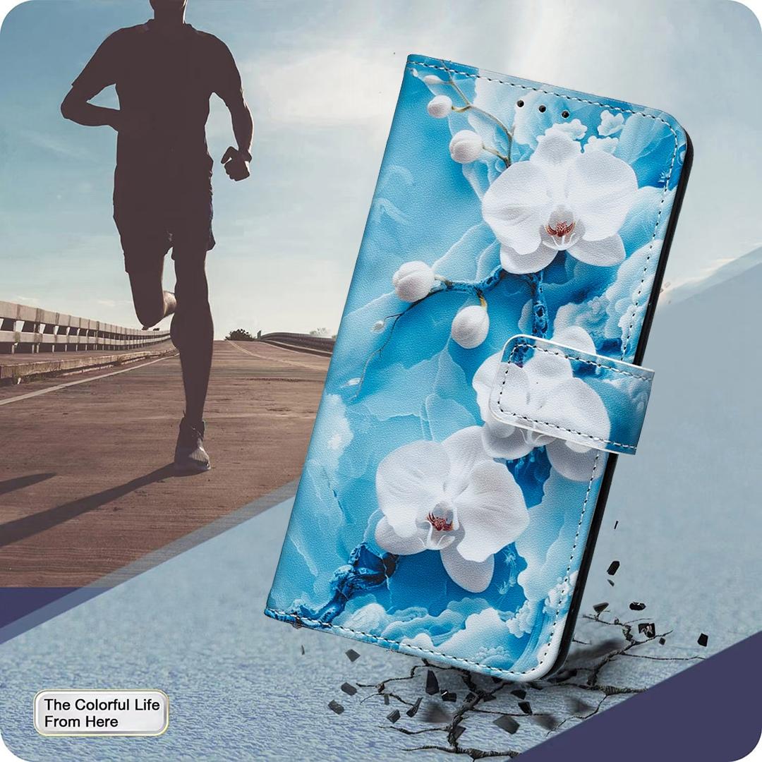 For Sony Xperia 1 VIII BF42 Color Painting Leather Phone Case - Blue Flower - EDA009736201C