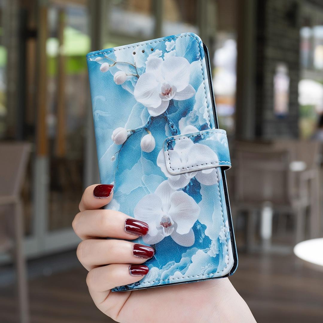 For Sony Xperia 1 VIII BF42 Color Painting Leather Phone Case - Blue Flower - EDA009736201C