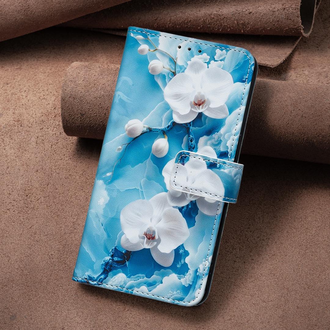 For Sony Xperia 1 VIII BF42 Color Painting Leather Phone Case - Blue Flower - EDA009736201C