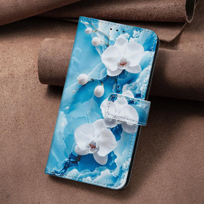 For Sony Xperia 1 VIII BF42 Color Painting Leather Phone Case - Blue Flower - EDA009736201C