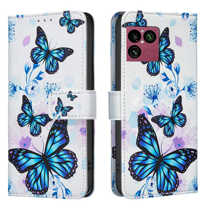 For Sony Xperia 1 VIII BF42 Color Painting Leather Phone Case - Blue Butterfly - EDA009736201H