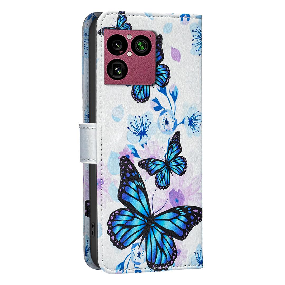 For Sony Xperia 1 VIII BF42 Color Painting Leather Phone Case - Blue Butterfly - EDA009736201H