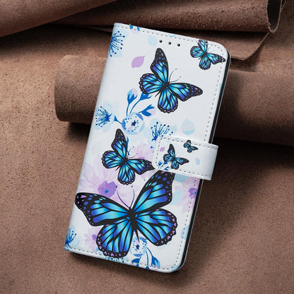 For Sony Xperia 1 VIII BF42 Color Painting Leather Phone Case - Blue Butterfly - EDA009736201H