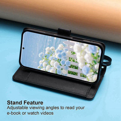 For Redmi K90 Pro Max / Poco F8 Ultra Butterfly Flower Zipper Wallet Vegan Leather Phone Case with Strap(Black)