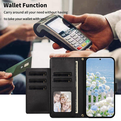 For Redmi K90 Pro Max / Poco F8 Ultra Butterfly Flower Zipper Wallet Vegan Leather Phone Case with Strap(Black)