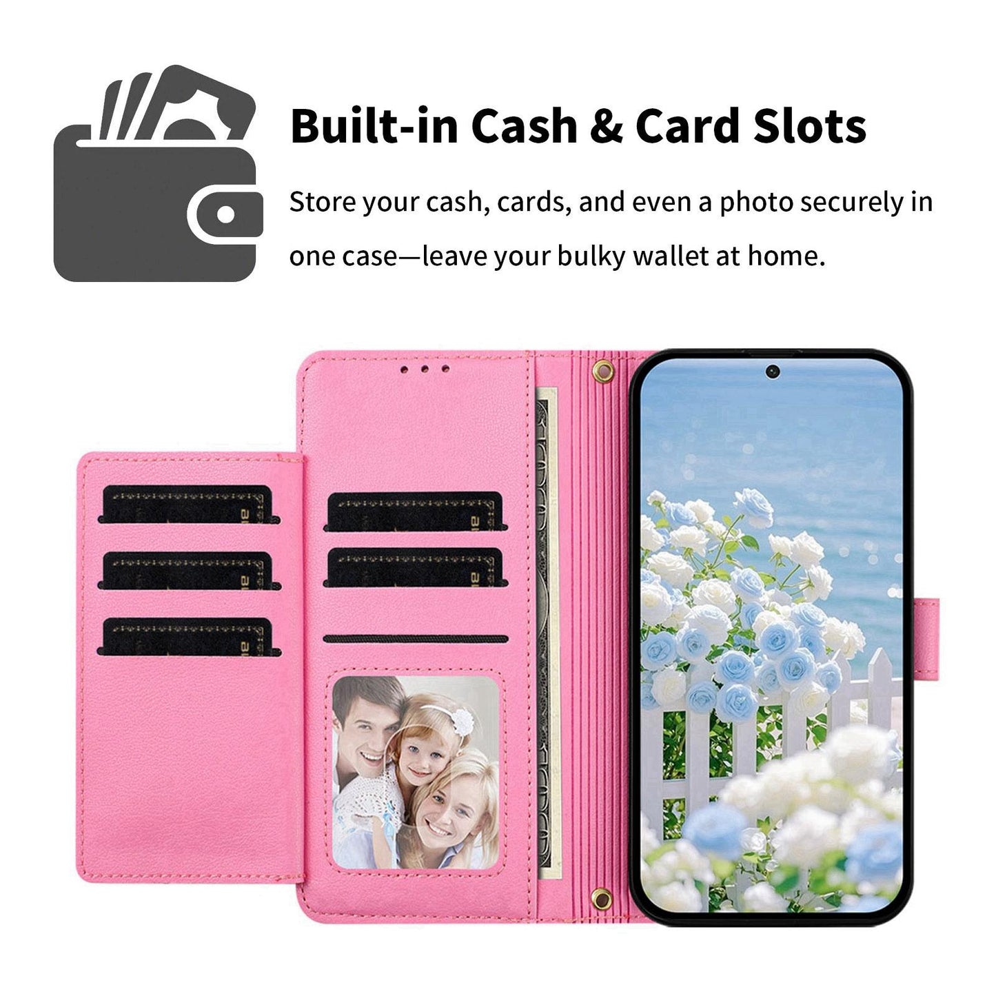 For Redmi K90 Pro Max / Poco F8 Ultra Butterfly Flower Zipper Wallet Vegan Leather Phone Case with Strap(Pink)