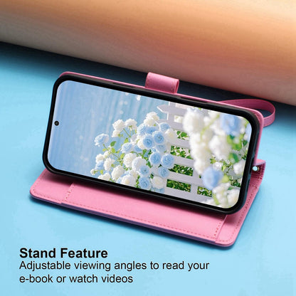 For Redmi K90 Pro Max / Poco F8 Ultra Butterfly Flower Zipper Wallet Vegan Leather Phone Case with Strap(Pink)