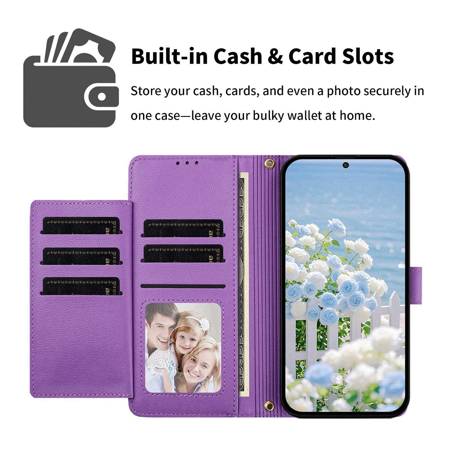 For Redmi K90 Pro Max / Poco F8 Ultra Butterfly Flower Zipper Wallet Vegan Leather Phone Case with Strap(Purple)