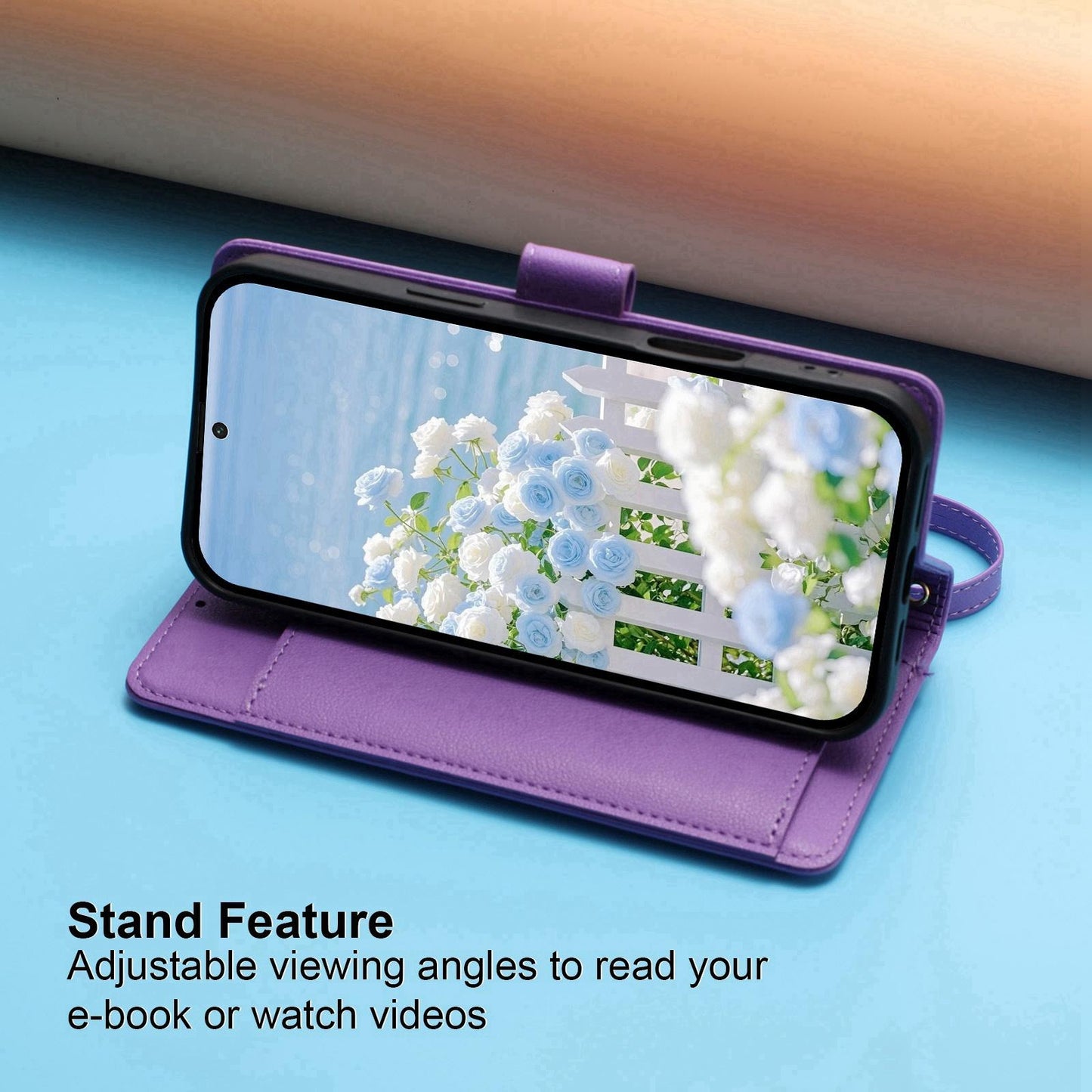 For Redmi K90 Pro Max / Poco F8 Ultra Butterfly Flower Zipper Wallet Vegan Leather Phone Case with Strap(Purple)