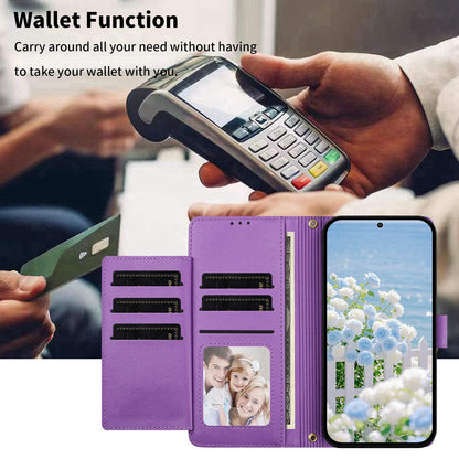 For Redmi K90 Pro Max / Poco F8 Ultra Butterfly Flower Zipper Wallet Vegan Leather Phone Case with Strap(Purple)