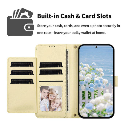For Redmi K90 Pro Max / Poco F8 Ultra Butterfly Flower Zipper Wallet Vegan Leather Phone Case with Strap(Yellow)