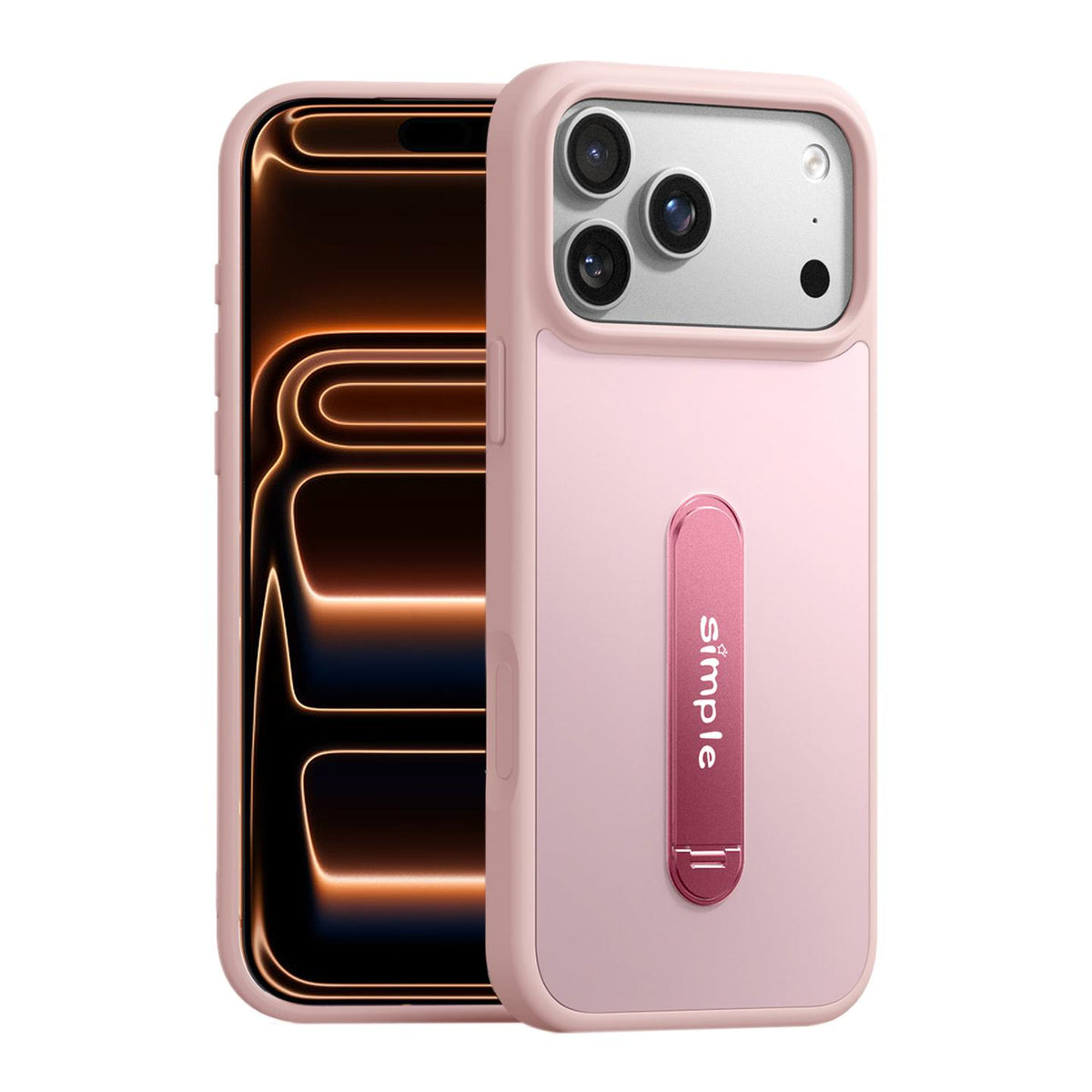 For iPhone 17 Pro Max Contrast Color 360 Degree Rotation Holder Magnetic Phone Case - Pink - EDA009737501A