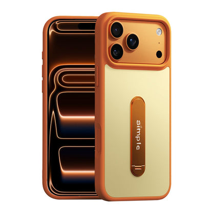 For iPhone 17 Pro Max Contrast Color 360 Degree Rotation Holder Magnetic Phone Case - Orange - EDA009737501D