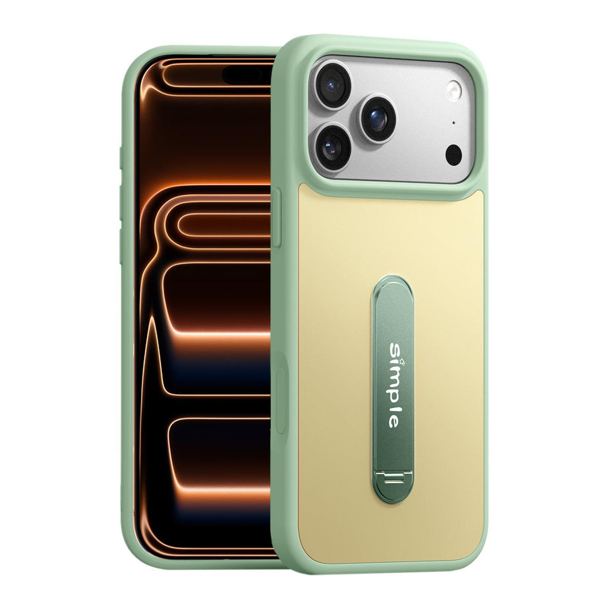 For iPhone 17 Pro Contrast Color 360 Degree Rotation Holder Magnetic Phone Case - Green - EDA009737502C