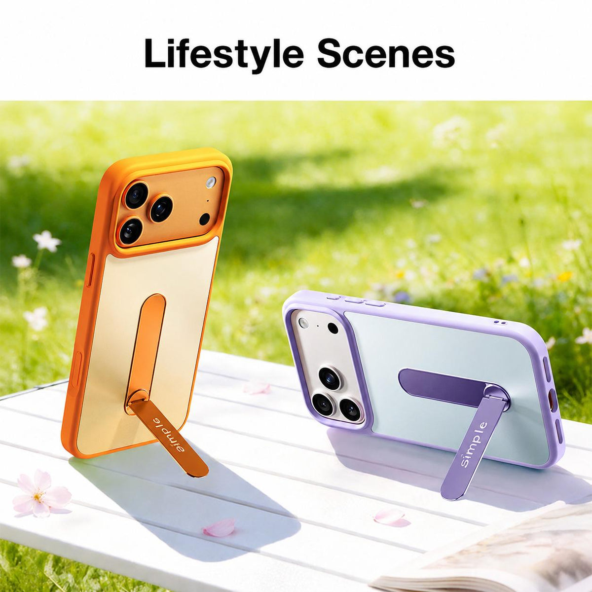 For iPhone 17 Pro Contrast Color 360 Degree Rotation Holder Magnetic Phone Case - Orange - EDA009737502D