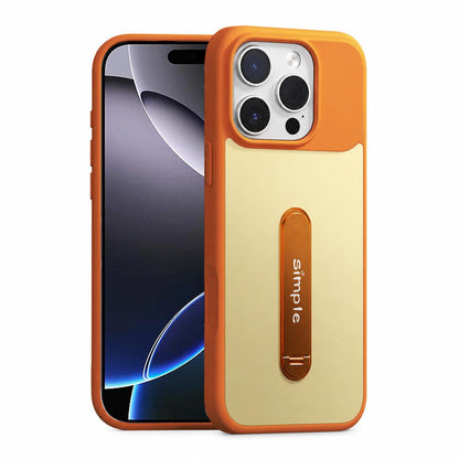 For iPhone 16 Pro Max Contrast Color 360 Degree Rotation Holder Magnetic Phone Case - Orange - EDA009737503D