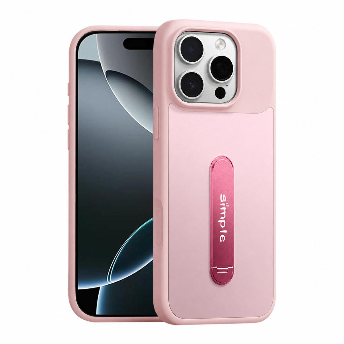 For iPhone 16 Pro Contrast Color 360 Degree Rotation Holder Magnetic Phone Case - Pink - EDA009737504A