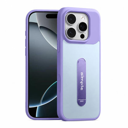 For iPhone 16 Pro Contrast Color 360 Degree Rotation Holder Magnetic Phone Case - Purple - EDA009737504B