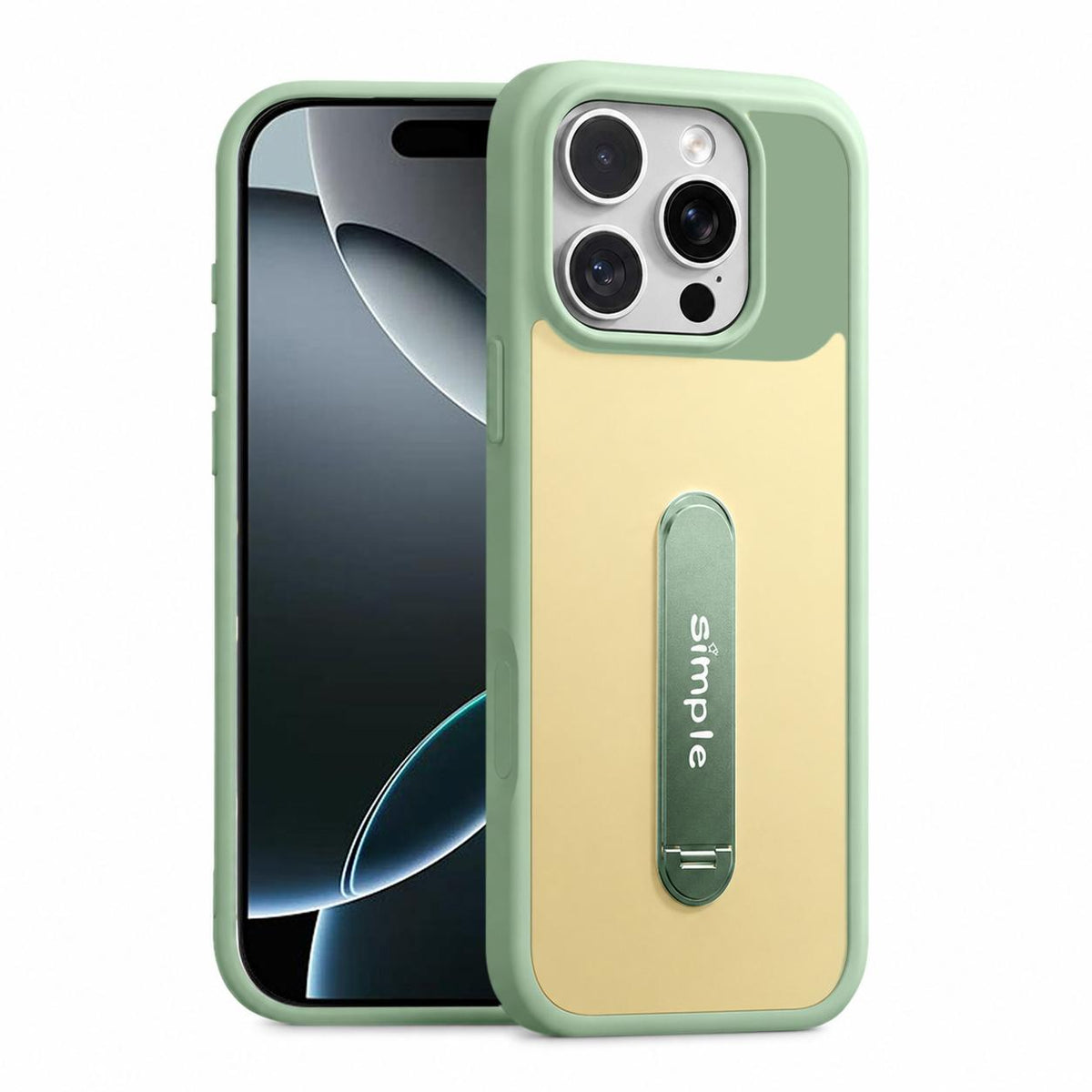 For iPhone 16 Pro Contrast Color 360 Degree Rotation Holder Magnetic Phone Case - Green - EDA009737504C