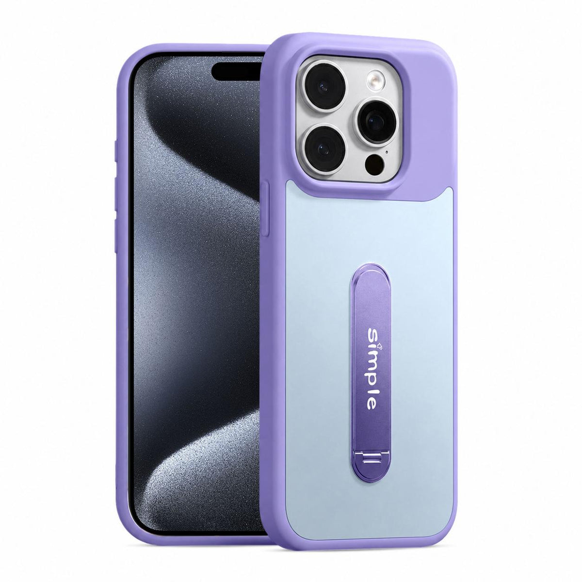 For iPhone 15 Pro Max Contrast Color 360 Degree Rotation Holder Magnetic Phone Case - Purple - EDA009737505B