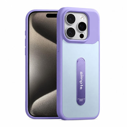 For iPhone 15 Pro Contrast Color 360 Degree Rotation Holder Magnetic Phone Case - Purple - EDA009737506B