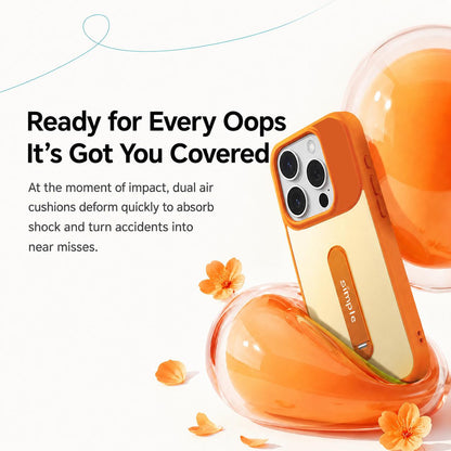 For iPhone 15 Pro Contrast Color 360 Degree Rotation Holder Magnetic Phone Case - Orange - EDA009737506D