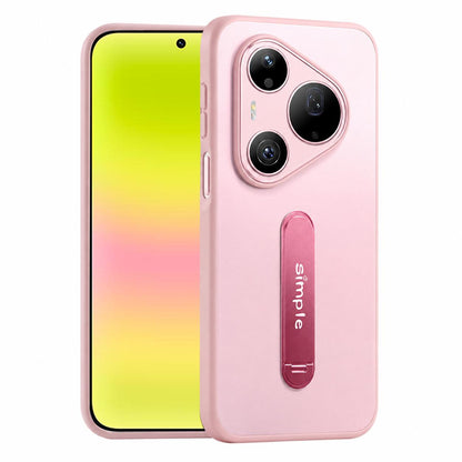 For Huawei Pura 90 Pro 5G Contrast Color 360 Degree Rotation Holder Magnetic Phone Case - Pink - EDA009737602A