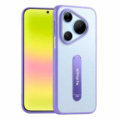 For Huawei Pura 90 Pro 5G Contrast Color 360 Degree Rotation Holder Magnetic Phone Case - Purple - EDA009737602B
