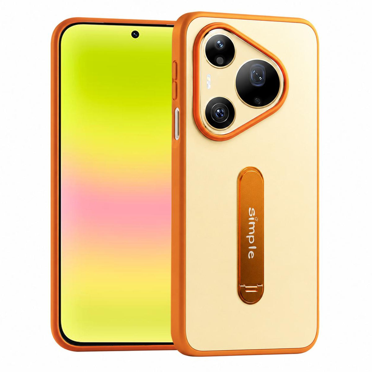 For Huawei Pura 90 Pro 5G Contrast Color 360 Degree Rotation Holder Magnetic Phone Case - Orange - EDA009737602D