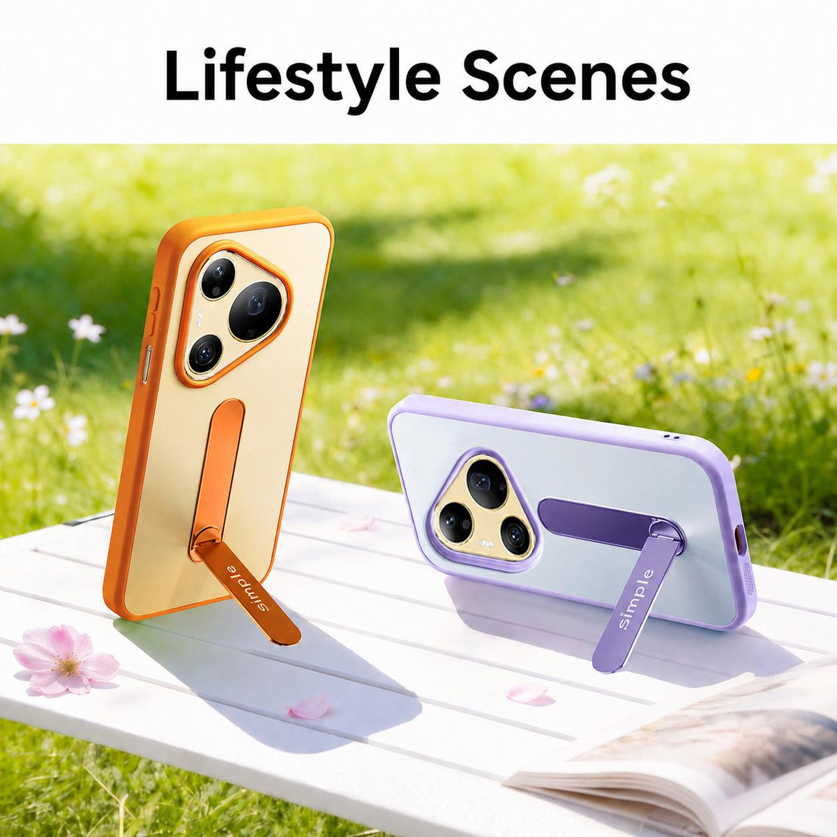 For Huawei Pura 90 Pro 5G Contrast Color 360 Degree Rotation Holder Magnetic Phone Case - Orange - EDA009737602D