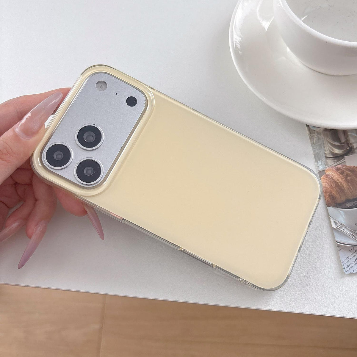 For iPhone 13 Pro Max Solid Color PC Hybrid TPU Shockproof Phone Case - Yellow - EDA009738117A