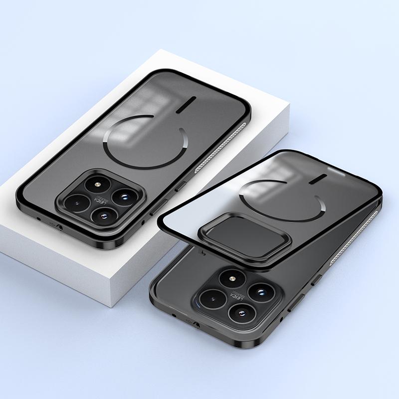 For Xiaomi 17 Max 5G Single-sided Snap Buckle Metal Frame Frosted MagSafe Phone Case - Black - EDA009738201C