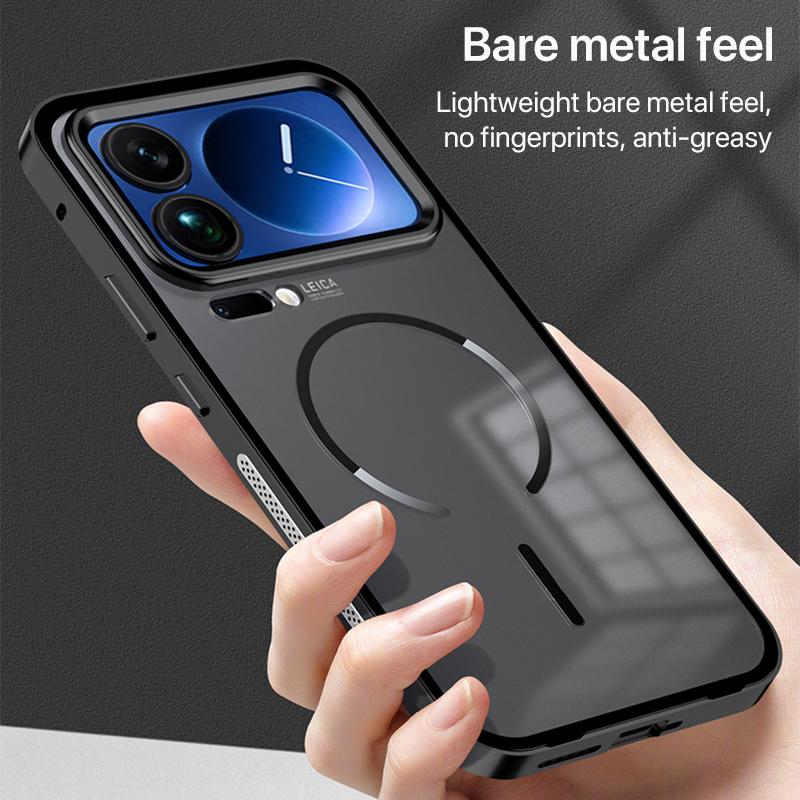 For Xiaomi 17 Max 5G Single-sided Snap Buckle Metal Frame Frosted MagSafe Phone Case - Silver - EDA009738201A