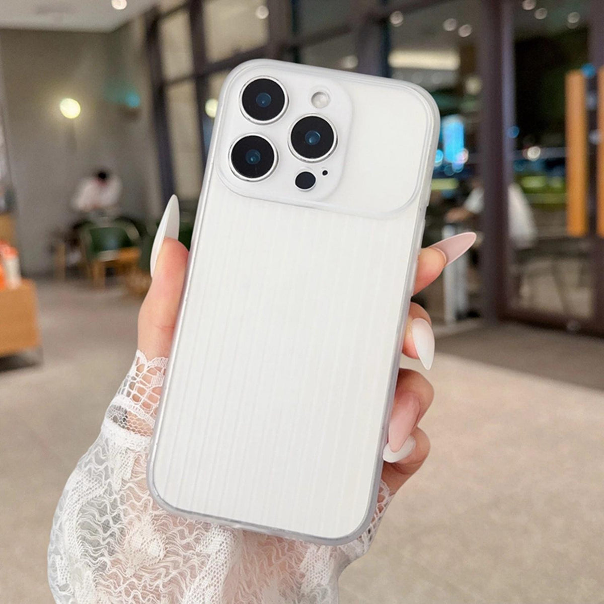 For iPhone 17 TPU Large Window Cooling Corrugated Phone Case - White - EDA009738418A