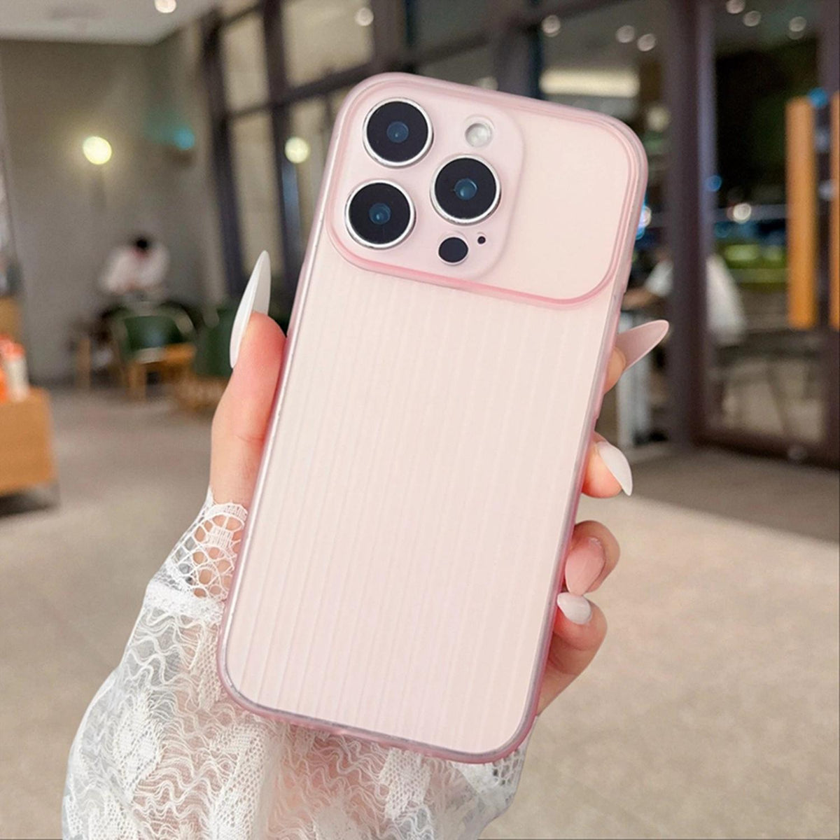 For iPhone 17 TPU Large Window Cooling Corrugated Phone Case - Pink - EDA009738418B